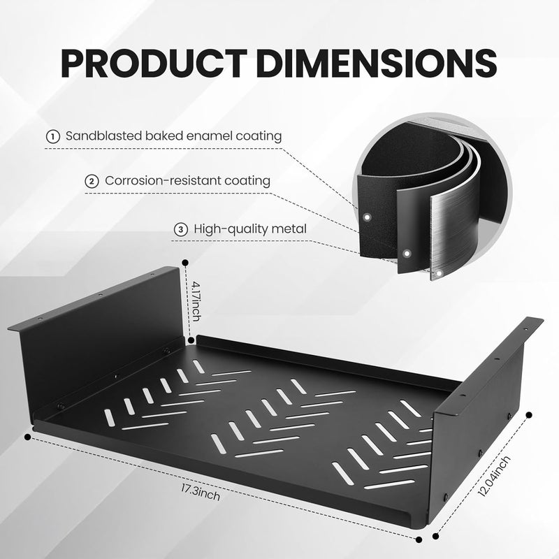 Neiteli 17.3-inch Under Desk Shelf - Under Desk Storage Shelf (Metal Construction),Under Desk Organizer - Under Shelf Storage for Office Tables & Workstations - Image 3
